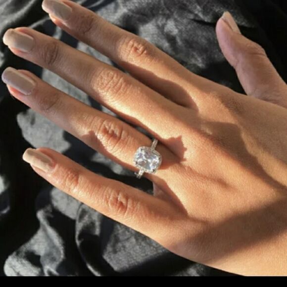 925 STERLING SILVER HALO CZ statement ring 7 9 10 Valentines - Picture 7 of 8